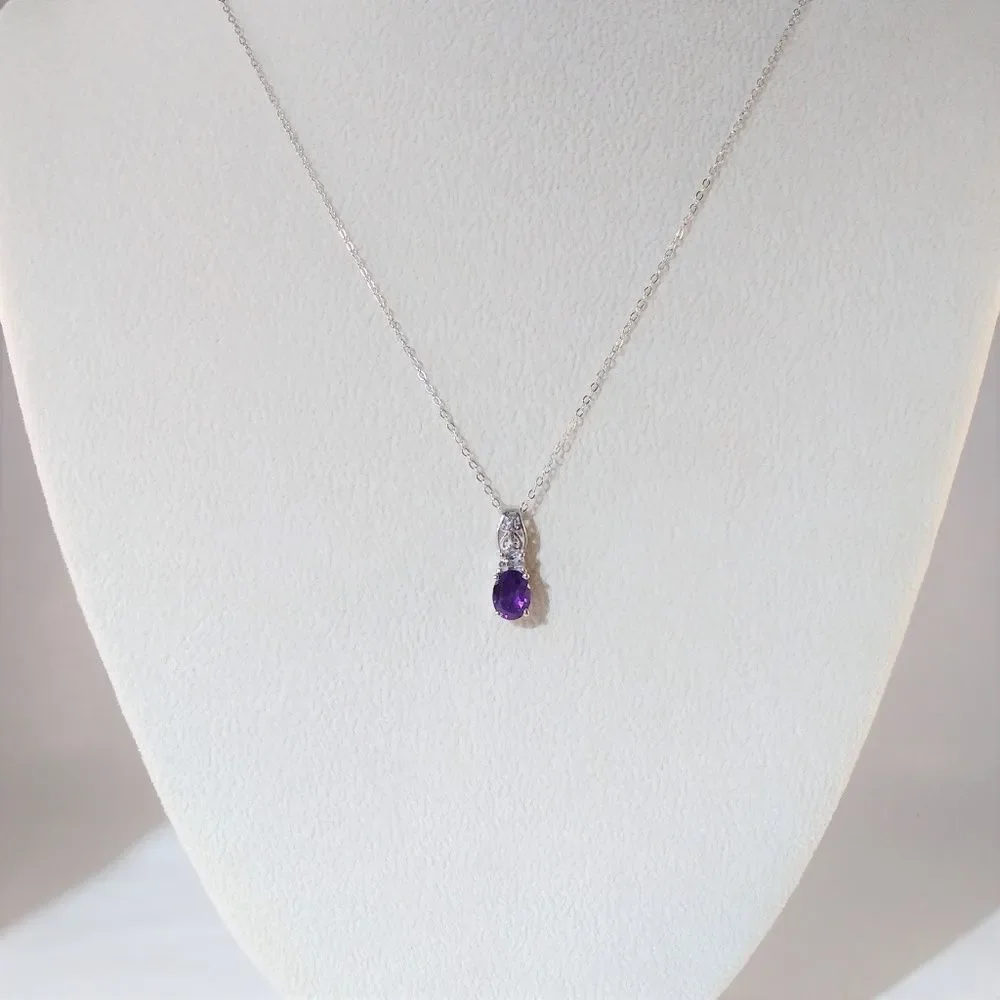 Amethyst 1.2 Carats Pendant with Italian Chain